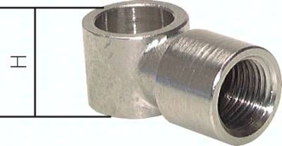 L-Ringstück mit Innengewinde M 5, Messing vernickelt