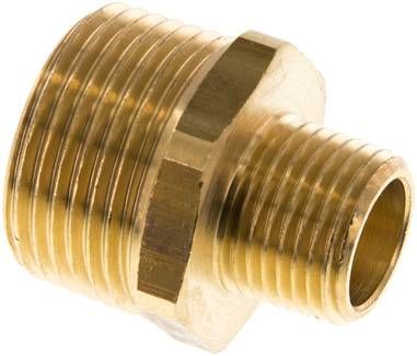 Doppelnippel R 1"-R 1/2", 16 bar Messing/Rotguss