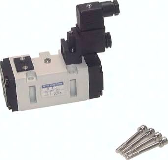 5/2-Wege Magnetventil, ISO 2, Federrückstellung, 24 V AC