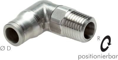 Winkel-Steckanschluss NPT 3/8"-10mm, IQS-Edelstahl