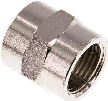 Muffe G 1/2"-G 1/2", 16 bar Messing vernickelt