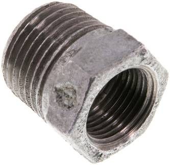 Reduziernippel R 1/2"(AG)-Rp 3/8"(IG), 25 bar Temperguss verzinkt