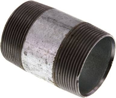 Rohrdoppelnippel R 2"-80mm, 50 bar, Stahlrohr ST 37 verzinkt