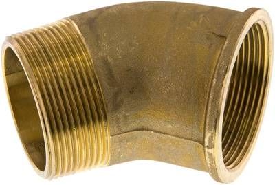45°-Einschraubwinkel Rp 2"(IG)-R 2"(AG), 16 bar Messing