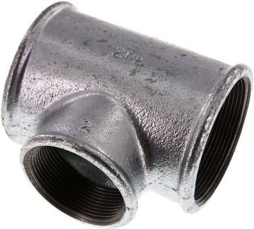 T-Stück Rp 2 1/2"-Rp 2"-Rp 2 1/2" (IG), 25 bar Temperguss verzinkt