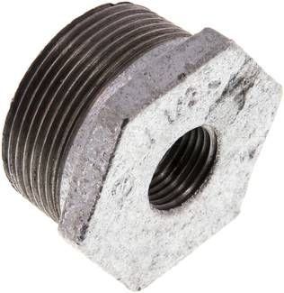 Reduziernippel R 1 1/2"(AG)-Rp 1/2"(IG), 25 bar Temperguss verzinkt