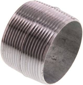 Rohrdoppelnippel R 2"-40mm, 50 bar, Stahlrohr ST 37 verzinkt