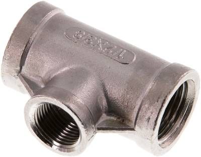 T-Stück Rp 1/2"-Rp 3/8"-Rp 1/2" (IG), 16 bar 1.4408