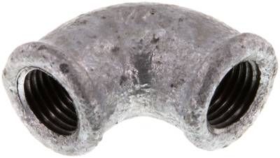 90°-Winkel Rp 1/4" (IG), 25 bar Temperguss verzinkt