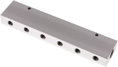 Verteilerleiste 2 x G 3/8"-12 x G 1/8", Aluminium eloxiert