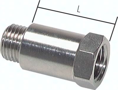 Gewindeverlängerung G 1/8"-45mm, 16 bar Messing vernickelt