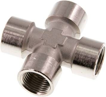 Kreuzstück G 1/2" (IG), 16 bar Messing vernickelt