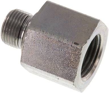 Hydraulik-Reduzierung G 3/8"(AG)-G 1/2"(IG), Stahl verzinkt, Elastomerdichtung