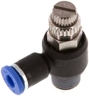 Winkel-Drosselrückschlag-ventil R 1/8"-4mm,abluftregelnd (Standard)