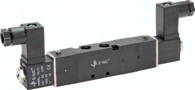 5/3-Wege Magnetventil, G 1/8", Mittelstellung entlüftet, 24 V=