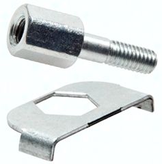 Aufbauschraube mit Sicherungsblech (je Klemmbackenpaar werden 2 Stück benötigt),