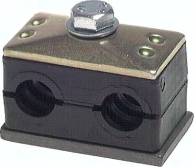 Doppelrohrschelle 13,7 (1/4")mm, mit Anschweiß- und Deckplatte