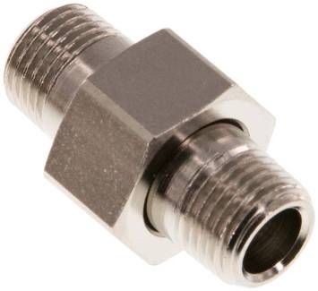 Doppelnippel trennbar R 1/8"-R 1/8", 16 bar Messing vernickelt