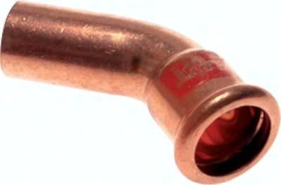Pressfitting, 45° Bogen, 18mm i/a, Kupfer / Kupferlegierung
