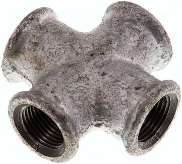 Kreuzstück Rp 3/8" (IG), 25 bar Temperguss verzinkt