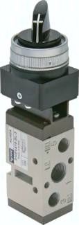 5/2-Wege Ventil G 1/4" (Abluft G 1/8"), Drehschalter schwarz