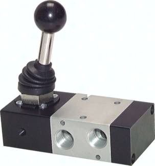 3/2-Wege Handhebelventil, G 1/4", Federrückstellung
