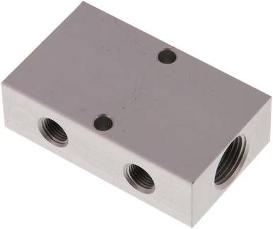 Verteilerleiste 2 x G 3/8"-2 x G 1/8", Aluminium eloxiert