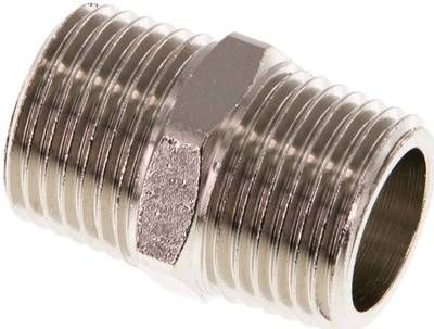 Doppelnippel R 1/2"-R 1/2", 16 bar Messing vernickelt