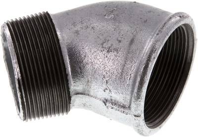 45°-Einschraubwinkel Rp 2"(IG)-R 2"(AG), 25 bar Temperguss verzinkt