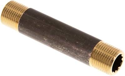 Rohrdoppelnippel G 3/8"-80mm, 16 bar Messing