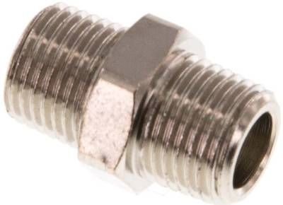 Doppelnippel R 1/8"-R 1/8", 16 bar Messing vernickelt