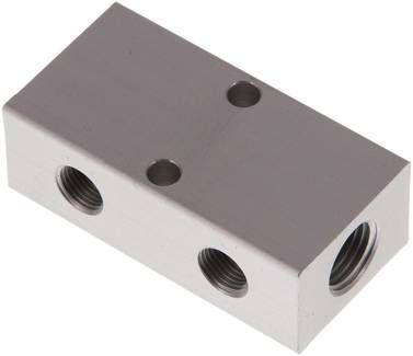 Verteilerleiste 2 x G 1/4"-2 x G 1/8", Aluminium eloxiert