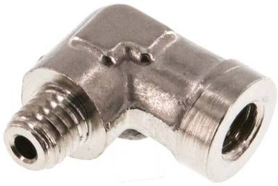 90°-Einschraubwinkel M 5(IG)-M 5(AG), 16 bar Messing vernickelt