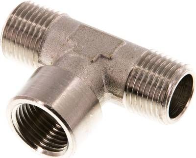 T-Stück R 1/2" (AG)-G 1/2" (IG), Messing vernickelt