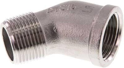 45°-Einschraubwinkel Rp 3/4"(IG)-R 3/4"(AG), 16 bar 1.4408