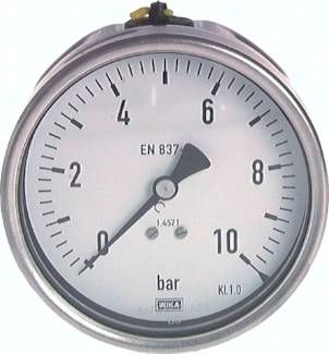Chemie-Manometer waagerecht, 63mm, 0 - 4 bar
