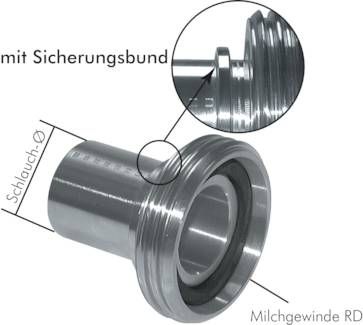 Schlauchgewindestutzen (Milchgew.) RD52 x 1/6"-25mm