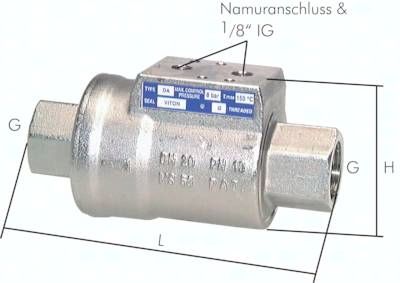 Sperrventil, Feder-schließend, FKM-Dichtung (-20°C bis max. +150°C), G 3/8", Mes