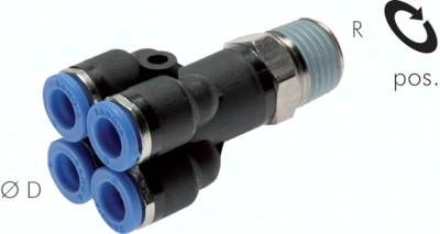 Steckanschluss-Mehrfachvert. R 1/8"-6mm, IQS-Standard