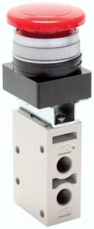 3/2-Wege Ventil G 1/8", Pilztaster grün