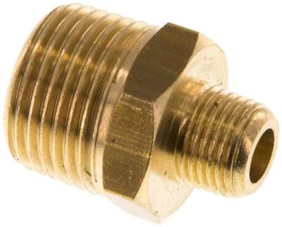 Doppelnippel R 3/8"-R 1/8", 16 bar Messing/Rotguss