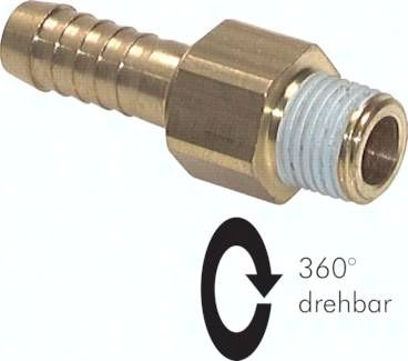 Gewindetülle, drehbar R 1/4"-9mm, Messing PN 12