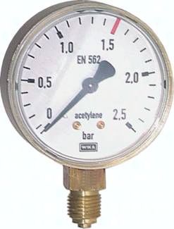 Schweißtechnik-Manometer 63mm, 0 - 40 bar, Acetylen