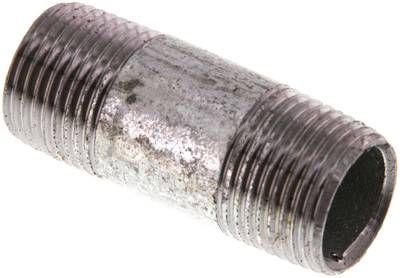 Rohrdoppelnippel R 3/8"-40mm, 50 bar, Stahlrohr ST 37 verzinkt