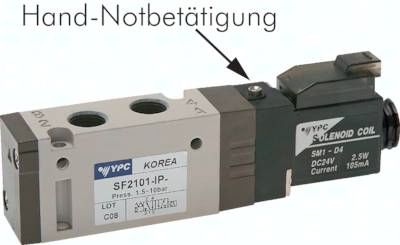 5/2-Wege Magnetventil, G 1/8", Federrückstellung, 24 V=