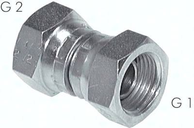 Gerader Verbinder 60°-Konus, G 1/4"-G 1/4", Stahl verzinkt