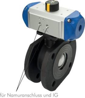 Pneum. Kompaktflanschkugelh., DN100/PN16, doppeltwirkend, mit FKM-Dichtung