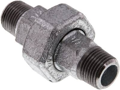 Doppelnippel trennbar R 1/2" flach dichtend,25 bar Temperguss verzinkt