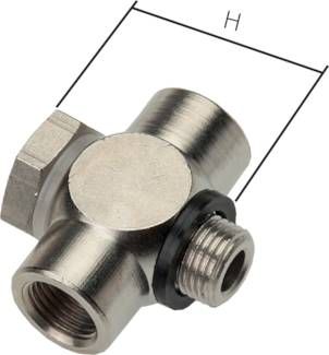 T-Verschraubung G 1/2" AG/IG, Messing vernickelt, m. Hohlschraube