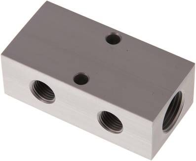 Verteilerleiste 2 x G 1/2"-2 x G 1/4", Aluminium eloxiert